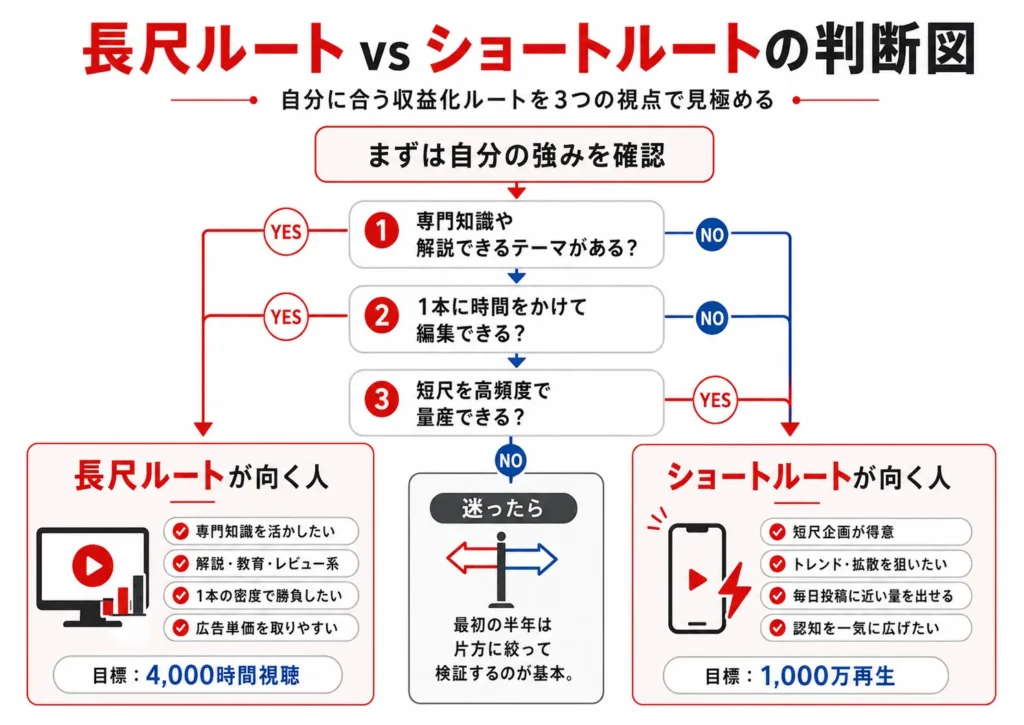 長尺ルートとショートルート