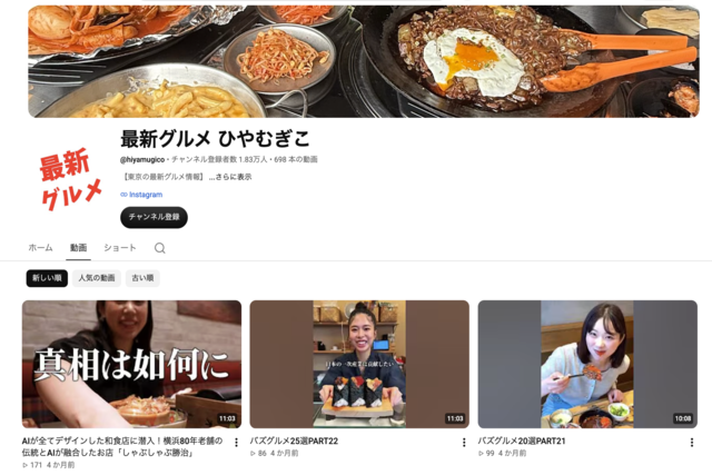 ひやむぎこ YouTubeページ